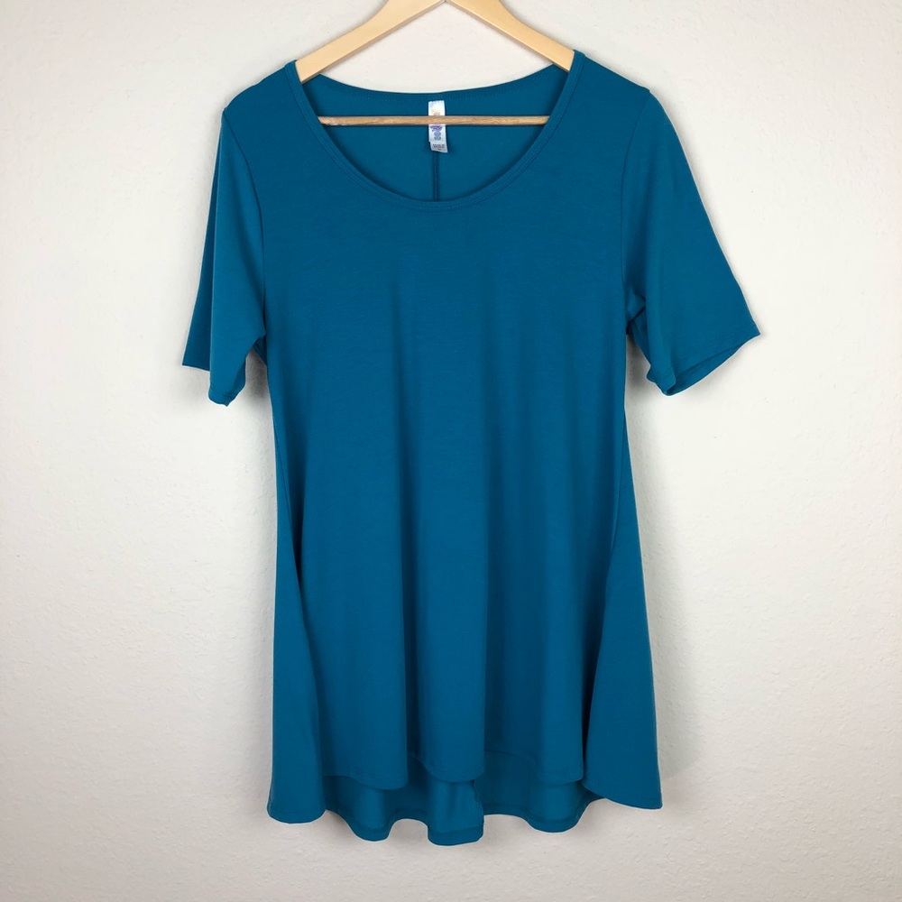 LuLaRoe Blue Green Plain Long Top Medium